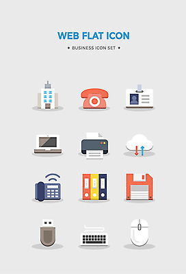 아이콘 비즈니스 사람없음 컴퓨터 세트 사무용품 키보드 마우스 플로피디스크 USB 전화기 플랫아이콘 비즈니스아이콘 팩스 클라우드서비스 사원증 파일폴더 2D아이콘 AI파일 문구용품 전자제품 컴퓨터용품 서비스 파일형식 벡터