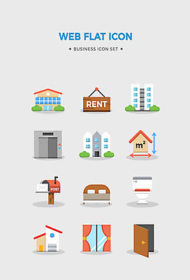 아이콘 비즈니스 창문 주택 빌딩 사람없음 세트 문 우체통 침대 커튼 크기 엘리베이터 편지 플랫아이콘 비즈니스아이콘 변기 임대 2D아이콘 AI파일 가구 건물 경제 파일형식 벡터