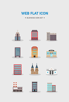 아이콘 비즈니스 빌딩 사람없음 건물 세트 다양 플랫아이콘 비즈니스아이콘 2D아이콘 AI파일 건축물 다수 파일형식 벡터