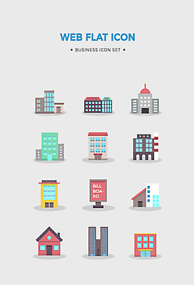 아이콘 비즈니스 주택 빌딩 사람없음 건물 세트 다양 플랫아이콘 비즈니스아이콘 2D아이콘 AI파일 건축물 다수 파일형식 벡터