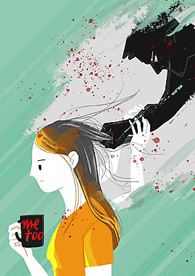 PSD 손 여자 남자 캠페인 일러스트 사람 상반신 성인 두명 신체부위 머리카락 만지기 머그컵 추억 무서움 사회이슈 괴로움 구조요청 성범죄 성추행 미투운동 국내일러스트 감정 컨셉 모션 컵 머리 범죄 구출 파일형식