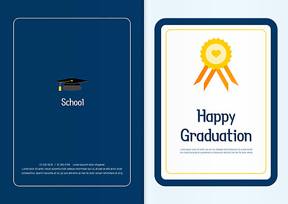 템플릿 리본 카드템플릿 학사모 졸업 사람없음 축하 초대장 축하카드 이미지템플릿 AI파일 모자_잡화 교육 컨셉 카드_감사 파일형식 벡터
