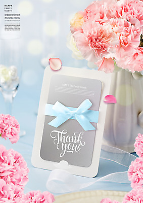 PSD 편집이미지 꽃잎 리본 여러송이 사람없음 꽃병 감사카드 카네이션 감사 이미지편집 카드프레임 꽃 감정 다수 카드_감사 프레임 파일형식