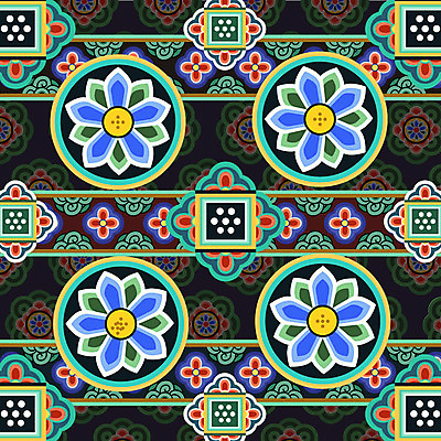 한국전통 전통 백그라운드 꽃무늬 패턴 일러스트 단청문양 사람없음 전통무늬 화려 단청 국내일러스트 AI파일 문양 꽃 컨셉 무늬 한국 파일형식 벡터