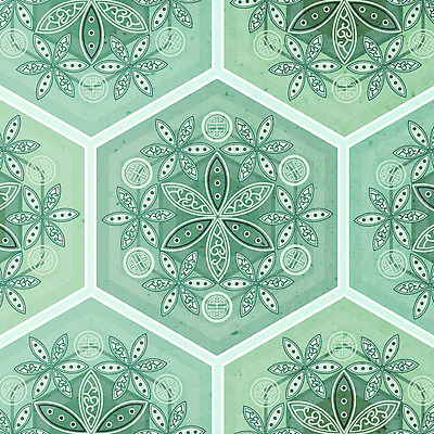 한국전통 전통 꽃 백그라운드 꽃무늬 패턴 일러스트 사람없음 초록색 전통무늬 화려 단청 기하학 국내일러스트 AI파일 식물 컬러 컨셉 무늬 한국 파일형식 벡터