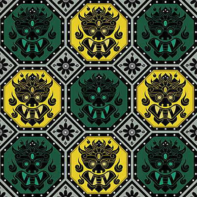 한국전통 전통 백그라운드 꽃무늬 패턴 일러스트 사람없음 전통무늬 화려 도깨비 단청 도깨비문양 국내일러스트 AI파일 문양 꽃 컨셉 무늬 한국 파일형식 벡터