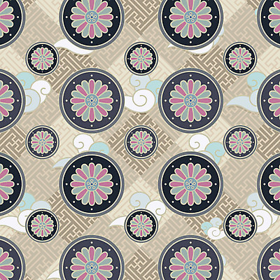 구름 한국전통 전통 백그라운드 꽃무늬 패턴 일러스트 사람없음 전통무늬 화려 단청 국내일러스트 AI파일 자연요소 꽃 컨셉 무늬 한국 파일형식 벡터