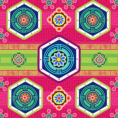 한국전통 전통 백그라운드 꽃무늬 패턴 일러스트 사람없음 전통무늬 화려 단청 국내일러스트 AI파일 꽃 컨셉 무늬 한국 파일형식 벡터