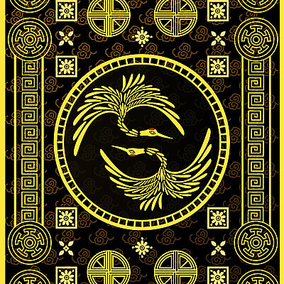 도형 구름 한국전통 전통 백그라운드 꽃무늬 패턴 일러스트 사람없음 노란색 전통무늬 학 원형 화려 단청 국내일러스트 AI파일 자연요소 꽃 컬러 컨셉 무늬 조류 한국 파일형식 벡터