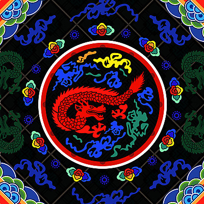 구름 한국전통 전통 백그라운드 꽃무늬 패턴 일러스트 사람없음 전통무늬 용 화려 단청 오방색 국내일러스트 AI파일 자연요소 꽃 컬러 컨셉 무늬 한국 파일형식 벡터