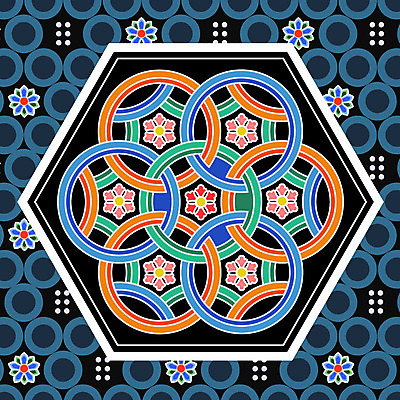 도형 한국전통 전통 백그라운드 꽃무늬 패턴 일러스트 사람없음 전통무늬 원형 화려 단청 겹침 국내일러스트 AI파일 꽃 컨셉 무늬 한국 파일형식 벡터