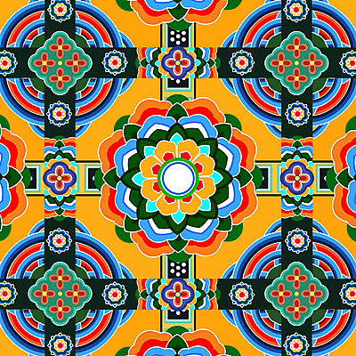 한국전통 전통 백그라운드 꽃무늬 패턴 일러스트 사람없음 전통무늬 화려 단청 겹침 오방색 국내일러스트 AI파일 꽃 컬러 컨셉 무늬 한국 파일형식 벡터