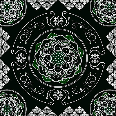 한국전통 전통 백그라운드 꽃무늬 패턴 일러스트 사람없음 전통무늬 검은색 화려 단청 국내일러스트 AI파일 꽃 컬러 컨셉 무늬 한국 파일형식 벡터