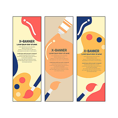 템플릿 배너 배너템플릿 세로배너 사각프레임 사람없음 물감 현수막 붓 팔레트 배너세트 엑스배너 AI파일 프레임 세로 세트 사각형 미술도구 파일형식 벡터