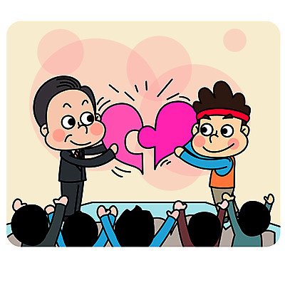 전신 남자 일러스트 회사 협력 노동자 미소 사람 정장 여러명 상반신 성인 만세 하트 직장인 퍼즐 군중 사장 즐거움 노사화합 임원 조각맞추기 국내일러스트 AI파일 모양 직업 옷 감정 다수 비즈니스 모션 표정 맞추기 파일형식 벡터