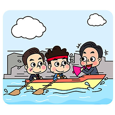 남자 일러스트 회사 공장 협력 노동자 미소 사람 정장 상반신 성인 세명 확성기 직장인 사장 땀 조정 노사화합 임원 국내일러스트 AI파일 직업 옷 비즈니스 공업 표정 수상스포츠 파일형식 벡터