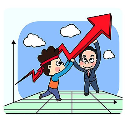 전신 남자 화살표 일러스트 회사 그래프 협력 노동자 미소 사람 정장 성인 두명 직장인 사장 상승 노사화합 임원 국내일러스트 AI파일 직업 옷 컨셉 비즈니스 표정 파일형식 벡터