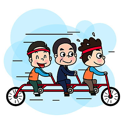 전신 남자 일러스트 회사 협력 노동자 미소 사람 정장 성인 세명 자전거 직장인 사장 노사화합 임원 3인용자전거 국내일러스트 AI파일 직업 옷 비즈니스 표정 바이크 파일형식 벡터