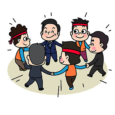 전신 남자 일러스트 회사 협력 노동자 미소 사람 정장 여러명 성인 손잡기 직장인 사장 노사화합 강강술래 임원 국내일러스트 AI파일 직업 옷 다수 비즈니스 모션 표정 전통놀이 파일형식 벡터