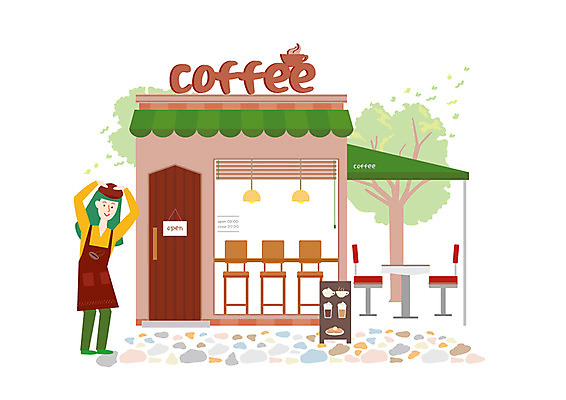 전신 나무 여자 커피 의자 일러스트 한명 사람 성인 상점 카페 메뉴 창업 손하트 야외테이블 입간판 성인여자한명만 국내일러스트 AI파일 식물 1 음료 가구 탁자 간판 손짓 자영업 여자한명만 성인여자만 파일형식 벡터