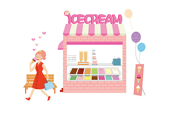 전신 여자 벤치 일러스트 한명 사람 성인 쇼핑백 상점 하트 즐거움 창업 풍선 콘아이스크림 아이스크림가게 입간판 컵아이스크림 성인여자한명만 국내일러스트 AI파일 모양 1 감정 의자 가방 아이스크림 간판 자영업 아이스크림장사 여자한명만 성인여자만 파일형식 벡터
