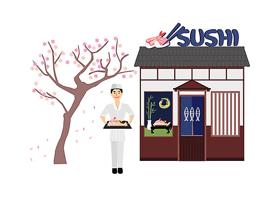 전신 남자 일러스트 젓가락 꽃나무 한명 사람 성인 상점 식당 초밥 대나무 창업 서빙 일식집 성인남자한명만 국내일러스트 AI파일 나무 1 꽃 수저 자영업 일본음식 남자한명만 성인남자만 파일형식 벡터