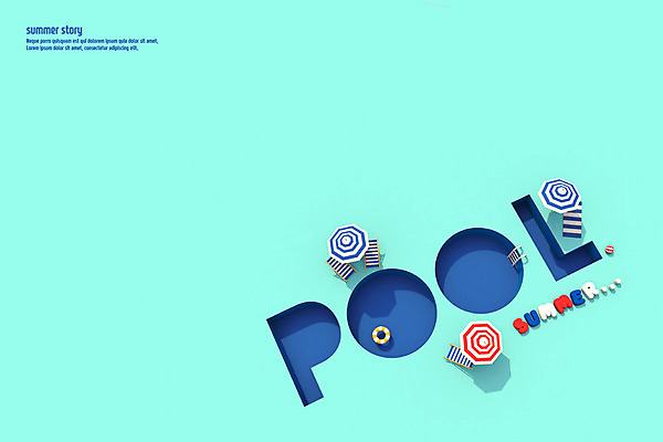 PSD 편집이미지 알파벳 백그라운드 수영장 사람없음 여름 3D소스 3D 여러개 파라솔 디지털합성 오브젝트 선베드 튜브 편집3D 영어 계절 다수 의자 파일형식