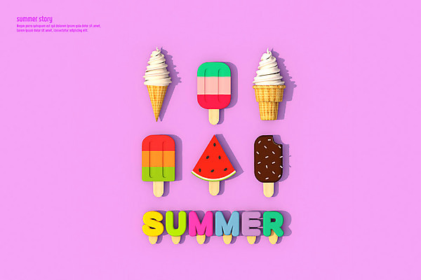 PSD 편집이미지 백그라운드 사람없음 여름 3D소스 3D 디지털합성 오브젝트 콘아이스크림 막대아이스크림 바닐라아이스크림 초코아이스크림 컵아이스크림 편집3D 계절 아이스크림 파일형식