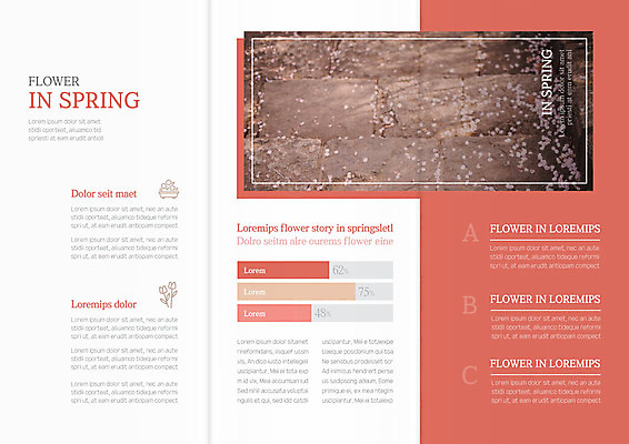 템플릿 편집 표지디자인 북디자인 출판디자인 꽃잎 내지 리플렛 백그라운드 북커버 3단접지 팜플렛 사람없음 계단 봄 벚꽃 막대그래프 이미지템플릿 AI파일 계절 꽃 그래프 파일형식 벡터
