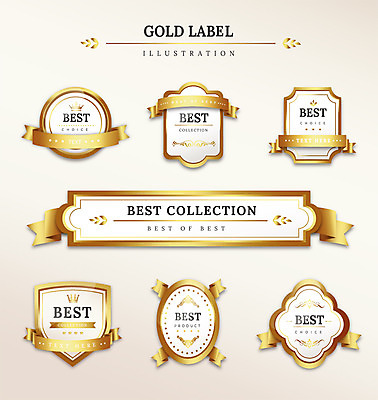 도형 리본 일러스트 왕관 프레임 사람없음 세트 라벨 금색 최고 고급 국내일러스트 AI파일 컬러 컨셉 파일형식 벡터