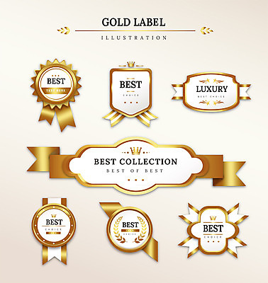 도형 리본 일러스트 나뭇잎 왕관 프레임 사람없음 세트 라벨 금색 최고 고급 국내일러스트 AI파일 컬러 컨셉 잎 파일형식 벡터