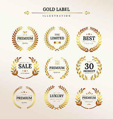 도형 리본 일러스트 나뭇잎 왕관 프레임 사람없음 세트 라벨 세일 금색 최고 고급 프리미엄 국내일러스트 AI파일 컬러 컨셉 잎 파일형식 벡터