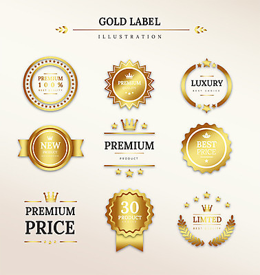도형 별 리본 일러스트 왕관 새로움 프레임 사람없음 세트 라벨 금색 최고 고급 가격 국내일러스트 AI파일 자연요소 컬러 컨셉 파일형식 벡터
