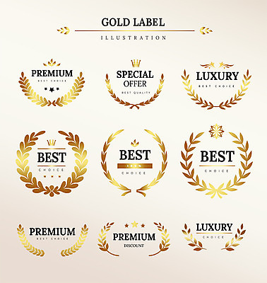 도형 리본 일러스트 나뭇잎 왕관 프레임 사람없음 세트 라벨 금색 최고 고급 프리미엄 국내일러스트 AI파일 컬러 컨셉 잎 파일형식 벡터
