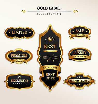 도형 리본 일러스트 왕관 프레임 사람없음 세트 라벨 금색 최고 고급 국내일러스트 AI파일 컬러 컨셉 파일형식 벡터