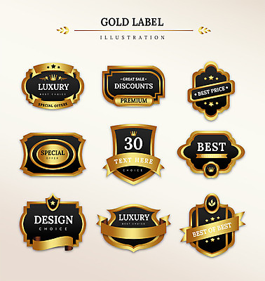 도형 리본 일러스트 왕관 프레임 사람없음 세트 라벨 세일 금색 최고 고급 국내일러스트 AI파일 컬러 컨셉 파일형식 벡터