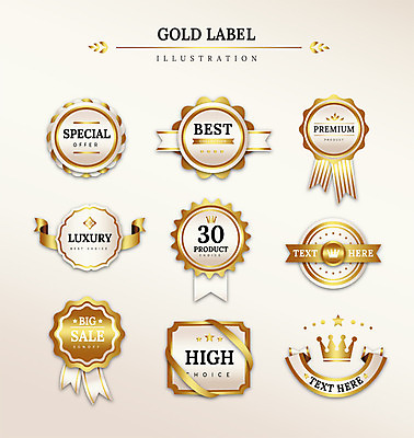 도형 리본 일러스트 왕관 프레임 사람없음 세트 라벨 세일 금색 최고 고급 국내일러스트 AI파일 컬러 컨셉 파일형식 벡터