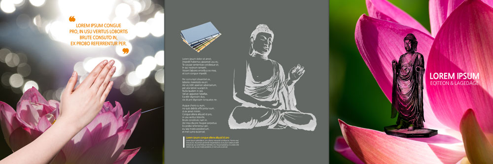 PSD 템플릿 편집 표지디자인 북디자인 손 출판디자인 표지 리플렛 북커버 3단접지 연꽃 한명 사람 팜플렛 신체부위 빛 불상 합장 불경 이미지템플릿 1 꽃 불교 손짓 파일형식