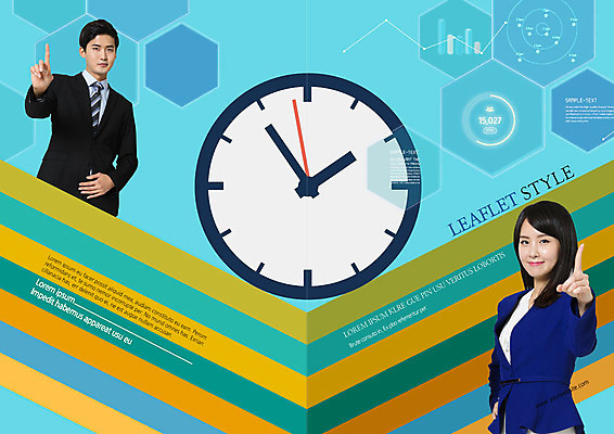 PSD 템플릿 편집 표지디자인 북디자인 여자 표지 남자 리플렛 허리손 북커버 비즈니스 그래프 미소 사람 팜플렛 상반신 20대 성인 두명 한국인 검지손가락 시간 비즈니스맨 비즈니스우먼 이미지템플릿 포즈 손가락 표정 동양인 청년 직장인 파일형식