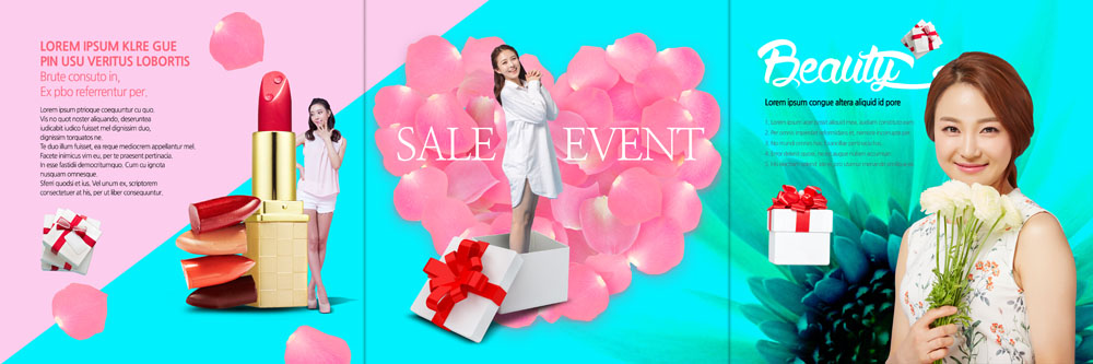 전신 PSD 템플릿 편집 표지디자인 북디자인 출판디자인 여자 꽃잎 내지 리플렛 꽃다발 북커버 3단접지 미소 사람 팜플렛 상반신 20대 성인 앞모습 세명 선물상자 뷰티 화장품 한국인 립스틱 하트 성인만 이미지템플릿 모양 꽃 뷰포인트 표정 선물 동양인 청년 상자 파일형식