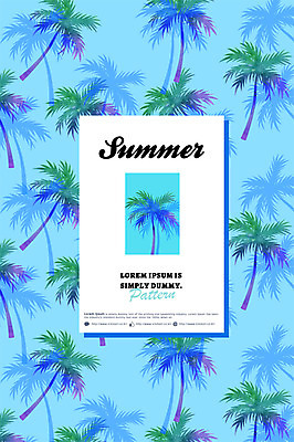 PSD 패턴 일러스트 그림자 사람없음 여름 파란색 야자수 식물패턴 트로피컬아트 국내일러스트 나무 계절 컬러 무늬 그림 파일형식