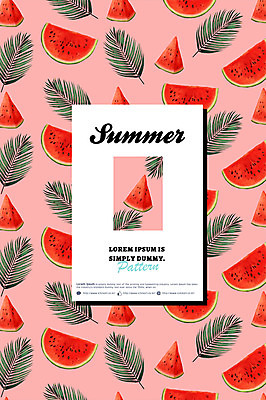 PSD 패턴 과일 일러스트 나뭇잎 여름음식 수박 사람없음 여름 계절백그라운드 반쪽수박 빨간수박 수박조각 제철음식 제철과일 국내일러스트 계절 음식 조각 백그라운드 잎 무늬 제철 파일형식 여름_계절