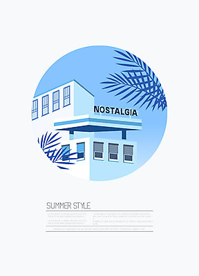 도형 나무 백그라운드 일러스트 사람없음 건물 여름 파란색 야자수 원형 여름배경 국내일러스트 AI파일 식물 건축물 계절 컬러 파일형식 벡터