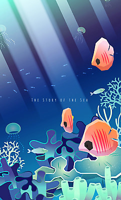 바다 여러마리 일러스트 사람없음 빛 바닷속 바다동물 산호 산호초 열대어 해파리 국내일러스트 AI파일 동물 다수 어류 수중 수중동물 수중식물 자포동물 파일형식 벡터