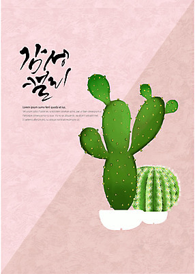 PSD 백그라운드 일러스트 캘리그라피 선인장 글자캘리그라피 사람없음 감성 다육식물 국내일러스트 식물 컨셉 파일형식