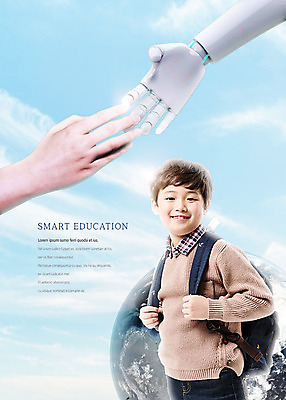 PSD 구름 편집이미지 손 교육 남자 지구 어린이 하늘 한명 미소 사람 상반신 신체부위 한국인 스마트 로봇팔 소년한명만 이미지편집 자연요소 1 컨셉 표정 동양인 로봇 남자한명만 소년만 파일형식