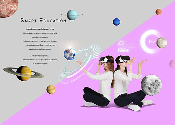 전신 PSD 편집이미지 여자 교육 지구 사람 앉기 20대 성인 두명 30대 스마트기기 손들기 우주 행성 한국인 스마트 가상현실 성인여자만 VR기기 이미지편집 컨셉 모션 동양인 청년 장년 전자제품 기계 여자만 성인만 파일형식