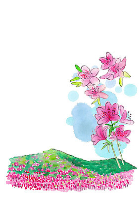 PSD 식물 꽃밭 일러스트 붓터치 산 사람없음 산등성이 번짐 철쭉 국내일러스트 꽃 파일형식 효과