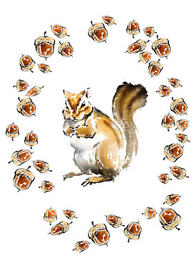 PSD 동물 한마리 일러스트 캘리그라피 붓터치 사람없음 여러개 다람쥐 번짐 도토리 국내일러스트 1 다수 견과류 설치류 파일형식 효과