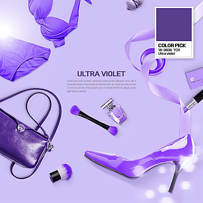 PSD 편집이미지 리본 사람없음 쇼핑 보라색 립스틱 핸드백 붓 신용카드 하이힐 속옷 향수 메이크업브러쉬 울트라바이올렛 이미지편집 옷 구두 컬러 가방 금융 화장품 여성화 파일형식 트랜드컬러